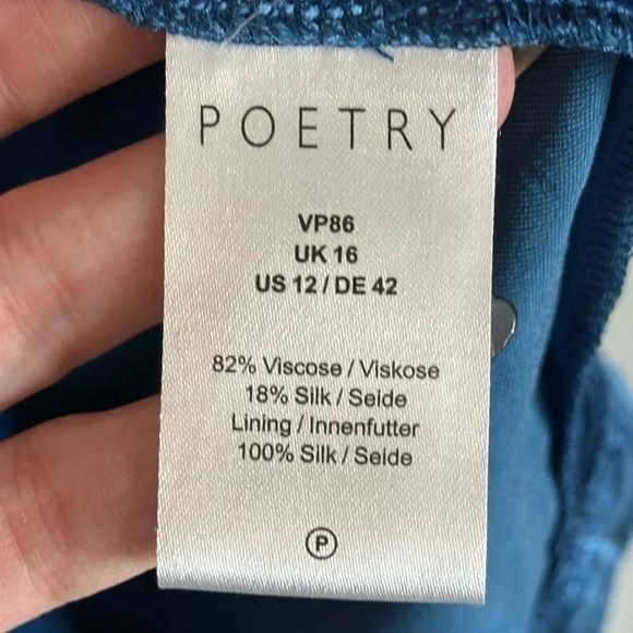 Poetry Silk Blend Teal Velvet Blouse Size 12 - Picture 3 of 8